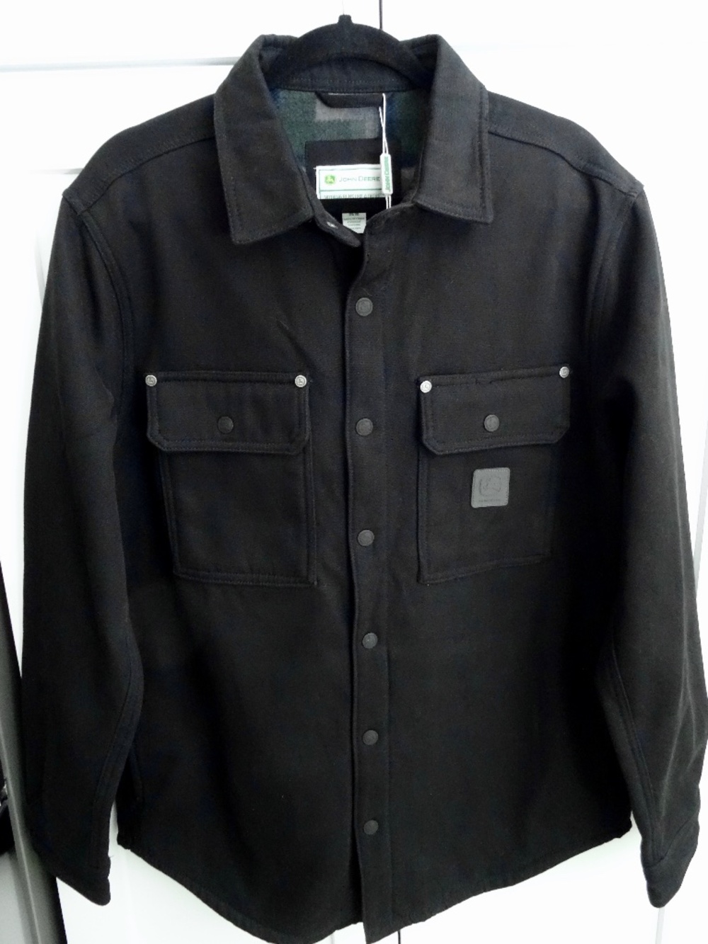 John Deere, Mens Jacket, Flannel Lined Shirt Jacket, M, Black, NEW With Tags
